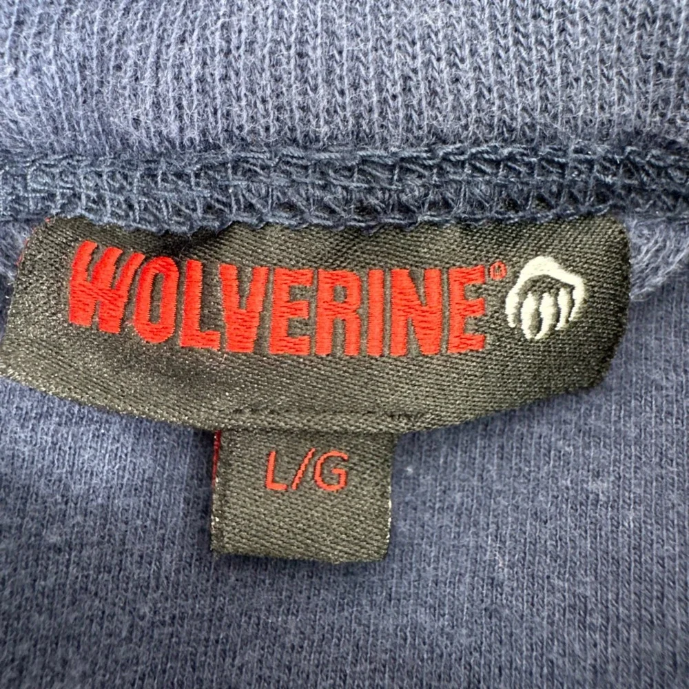 Wolverine Mens Navy‎ Blue 100% Cotton Quarter Zip Sweatshirt Mock Neck Large